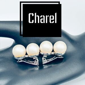 Vintage Charel Faux Pearl Clip On Earrings